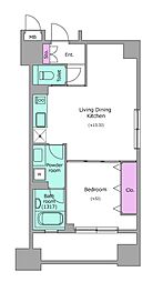 レジディア芝大門2 1LDKの間取図画像