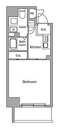 レジディア大井町 1Kの間取図画像