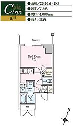 RESIDIA池上2 1Kの間取図画像