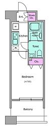 レジディア島津山 1Kの間取図画像