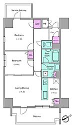 レジディア町屋 2LDKの間取図画像