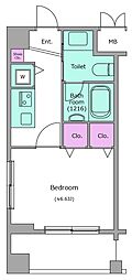 レジディア新川 1Kの間取図画像