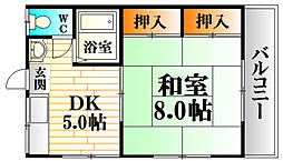ハピネストモシゲ 1DKの間取図画像