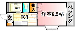 枌本ビル 3階1Kの間取り