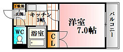 JR可部線 中島駅 徒歩7分の賃貸マンション 1階1Kの間取り