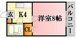 観ビル 1Kの間取図画像