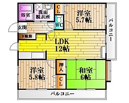 リヴァージュ杉広 1階3LDKの間取り