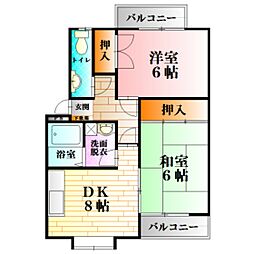 Michiroom可部南 3階2DKの間取り