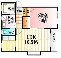 プリムローズ 1LDKの間取図画像