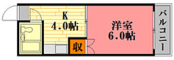 長山ビル 1Kの間取図画像