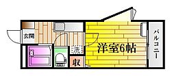第2大下ビル 1Kの間取図画像