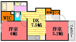 コフレドール1番館 2DKの間取図画像