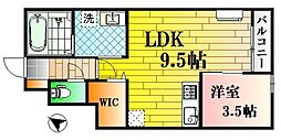 エスリーA棟 1LDKの間取図画像