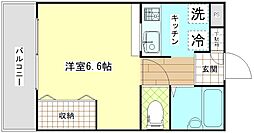グリーンベルハイツ 1階1Kの間取り
