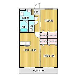 RSRレジデンス中津 2階2LDKの間取り