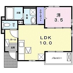 ラーク金谷 1階1LDKの間取り