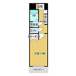 クローズホールド 1Kの間取図画像
