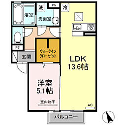 サンシャイン愛 1LDKの間取図画像