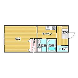 アルカ2 1Kの間取図画像