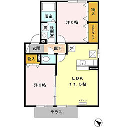 サニーヒル東浜 2LDKの間取図画像