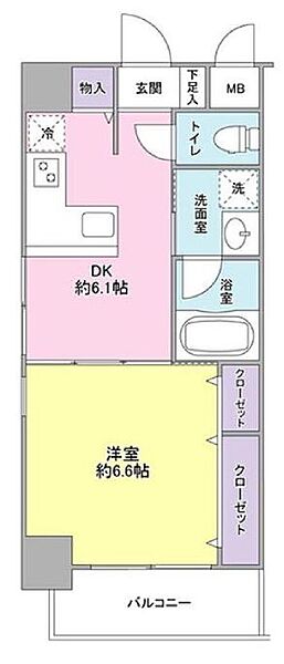 コモドール雷門 603｜東京都台東区雷門２丁目(賃貸マンション1DK・6階・32.78㎡)の写真 その2
