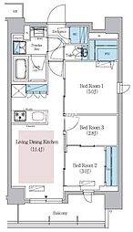 アーバネックス新御徒町駅前 9階3LDKの間取り