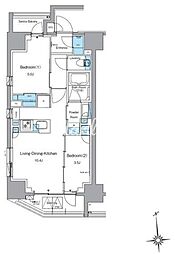 ルフォンプログレ上野稲荷町 9階2LDKの間取り