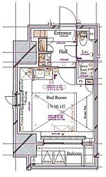 ブランシエスタ浅草蔵前 3階ワンルームの間取り