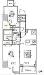 クラリティア浅草橋 13階2LDKの間取り
