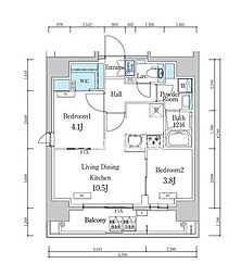 デュオフラッツ浅草蔵前 5階2LDKの間取り