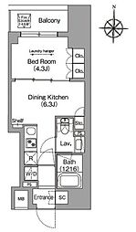 コンフォリア本所吾妻橋II 6階1DKの間取り
