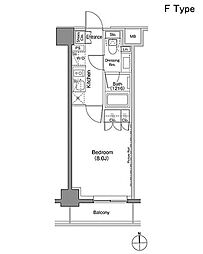ザ・パークハビオ上野御徒町 2階1Kの間取り