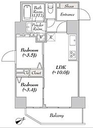 リテラス浅草橋イースト 2階2LDKの間取り