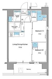ルフォンプログレ蔵前ナチュール 11階2LDKの間取り