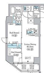 PrimeBliss蔵前 2LDKの間取図画像