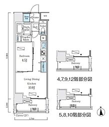 プライマル上野・稲荷町 1LDKの間取図画像