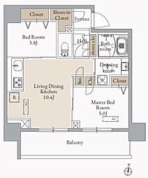 JMF-Residence蔵前鳥越 2LDKの間取図画像
