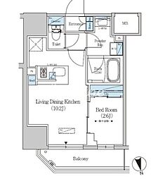 アーバネックス上野 1LDKの間取図画像