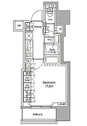 ザ・パークハビオ新御徒町 1Kの間取図画像