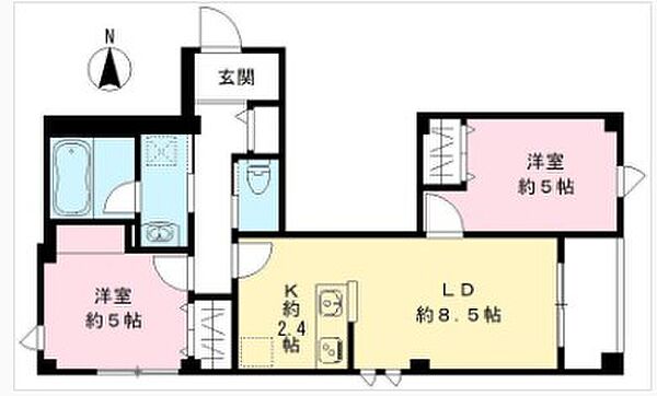 北品川テラス 205｜東京都品川区北品川３丁目(賃貸マンション2LDK・2階・50.69㎡)の写真 その2