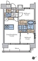 エスティメゾン大森 13階2LDKの間取り