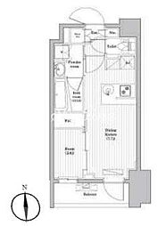 アジールコート蒲田 2階1DKの間取り