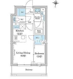 スタイリオ池上サウス 3階1LDKの間取り