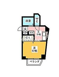 ピソ・エスペランサ 3階1Kの間取り