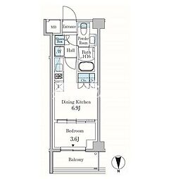 パークアクシス東蒲田 1階1DKの間取り