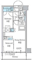 パークアクシス品川南大井パークフロント 4階2DKの間取り