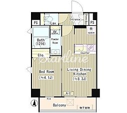 カーナ大井町 3階1LDKの間取り
