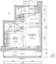 パークリュクス蒲田一丁目 5階1LDKの間取り