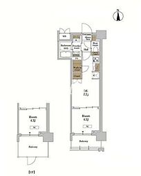 RJRプレシア蒲田 3階1DKの間取り