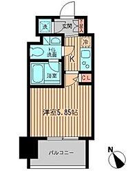 レジディア大森 9階1Kの間取り
